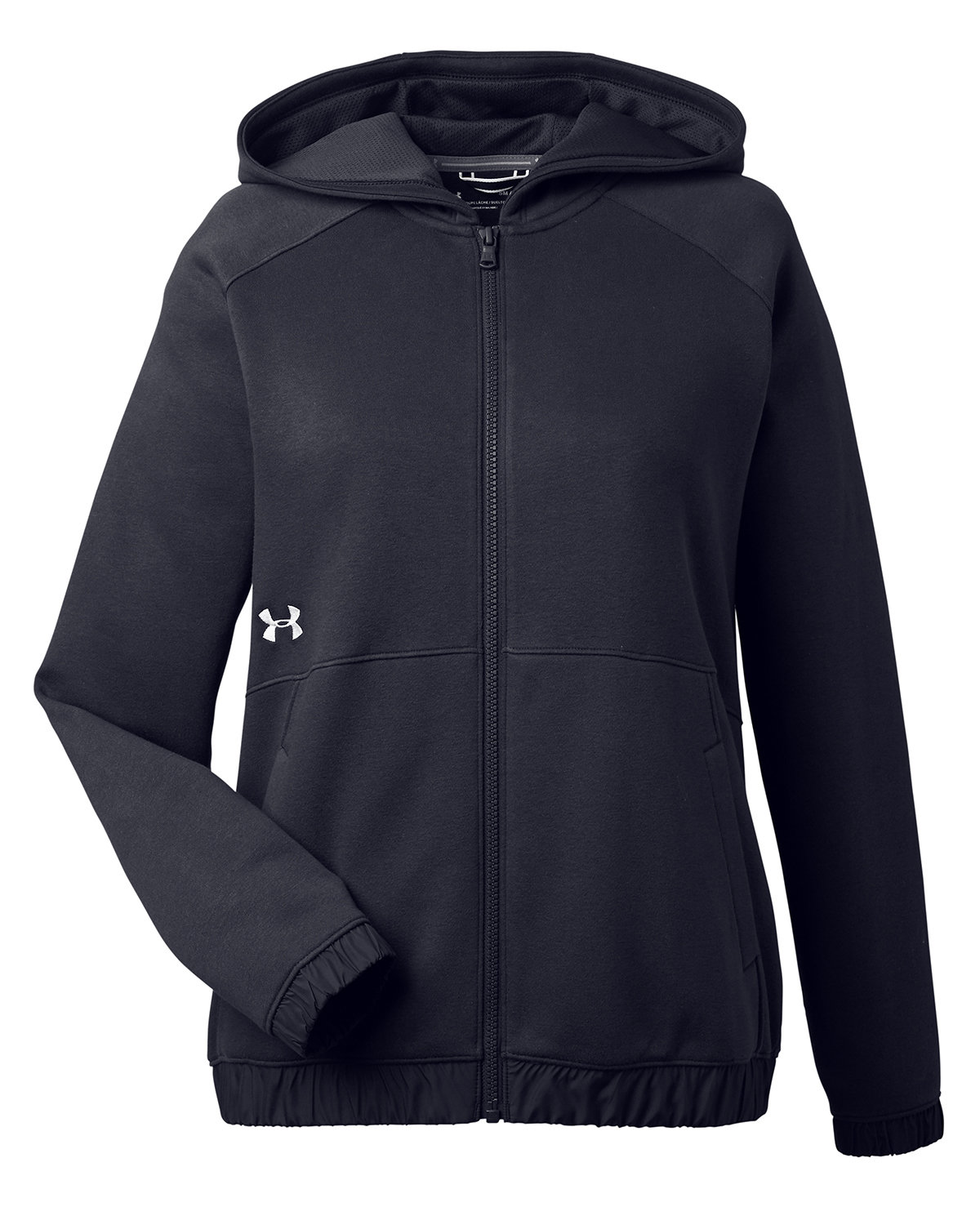 under armour ladies full zip hoodie with embroidered strough middle school  logo on left chest